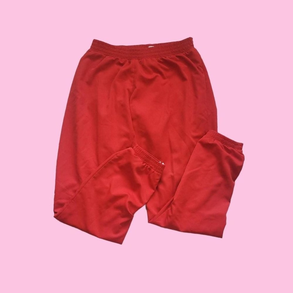 Red Baggy Stretchy Waist joggers - Picture 1 of 4
